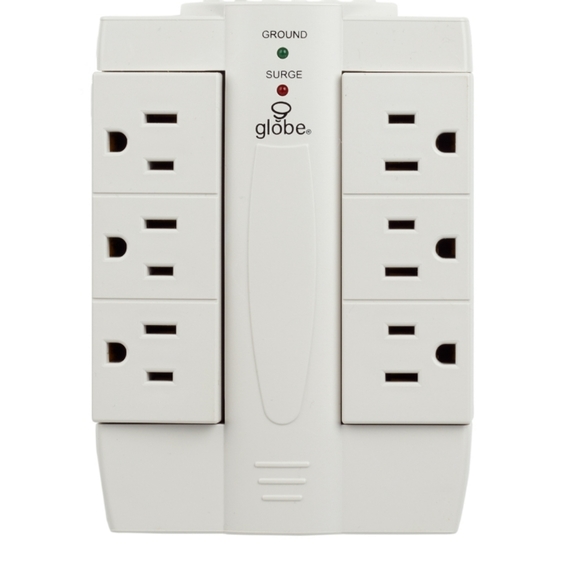 Globe Electric's 6 Outlet Swivel Surge Protector Wall Adapter White - Picture 3 of 7